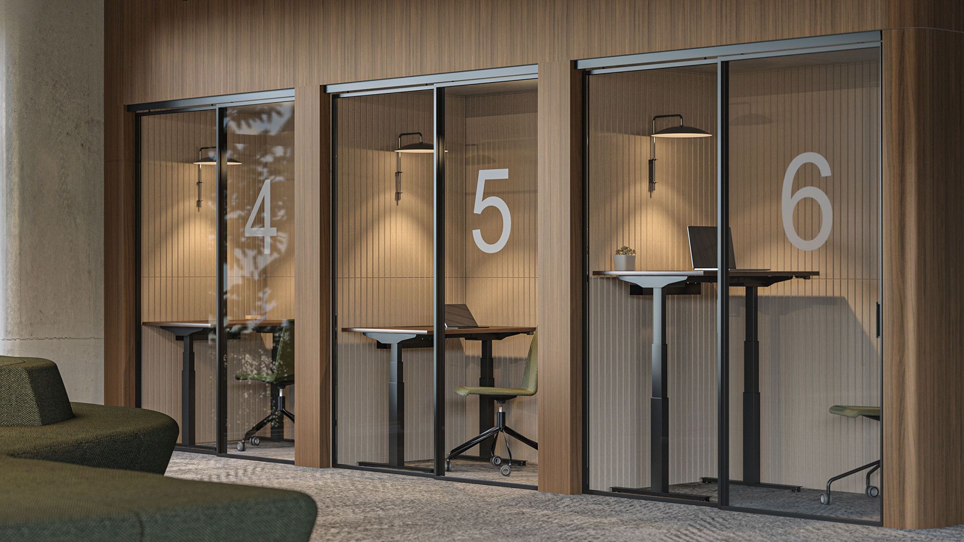 Akustikboxen von Narbutas Telefon- und Meetingboxen mieten f&uuml;rs B&uuml;ro f&uuml;r Ruhezonen und Konzentration