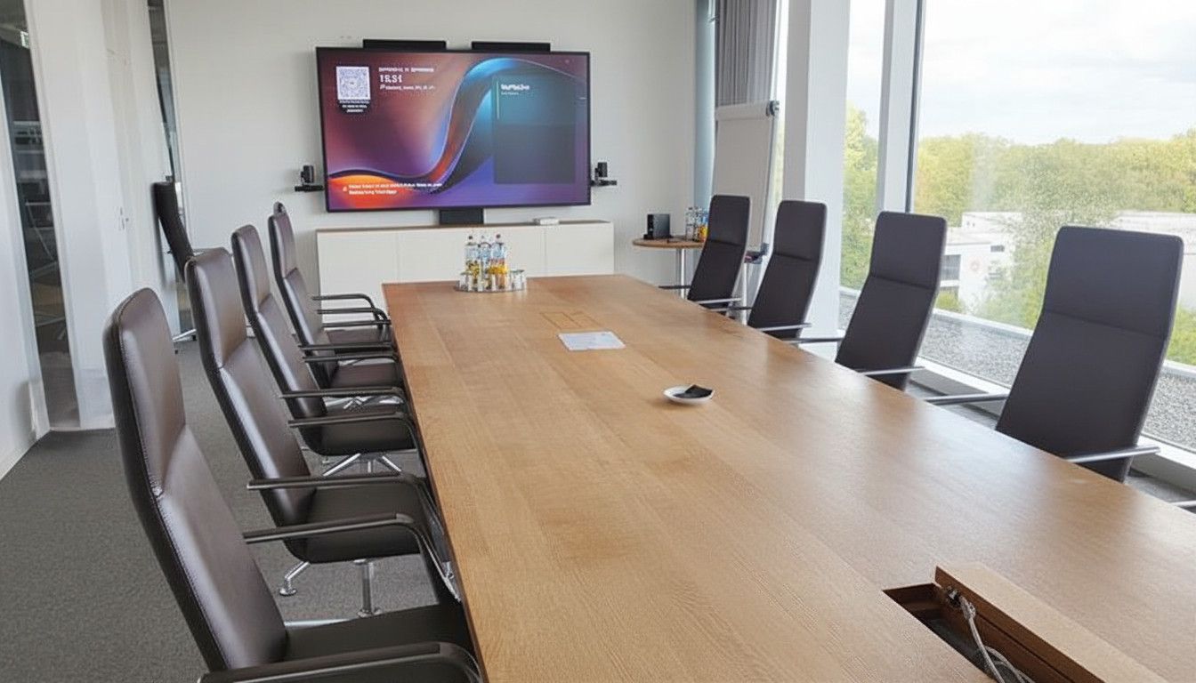 Medientechnik individuell angepasst auf Meetingraum für hochwertige Videokonferenzen