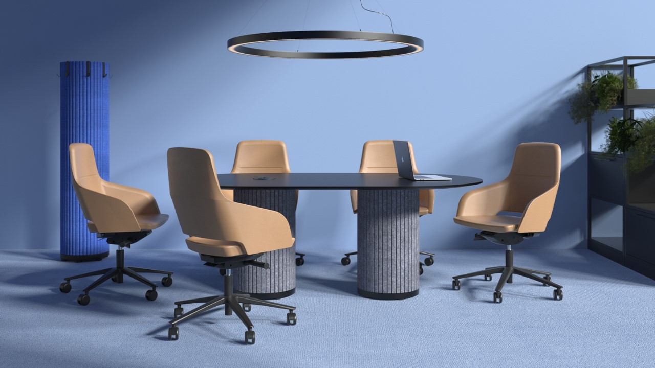 Mietbare B&uuml;roausstattung wie Schreibtische, St&uuml;hle und Meetingkabinen gibt's bei Podia